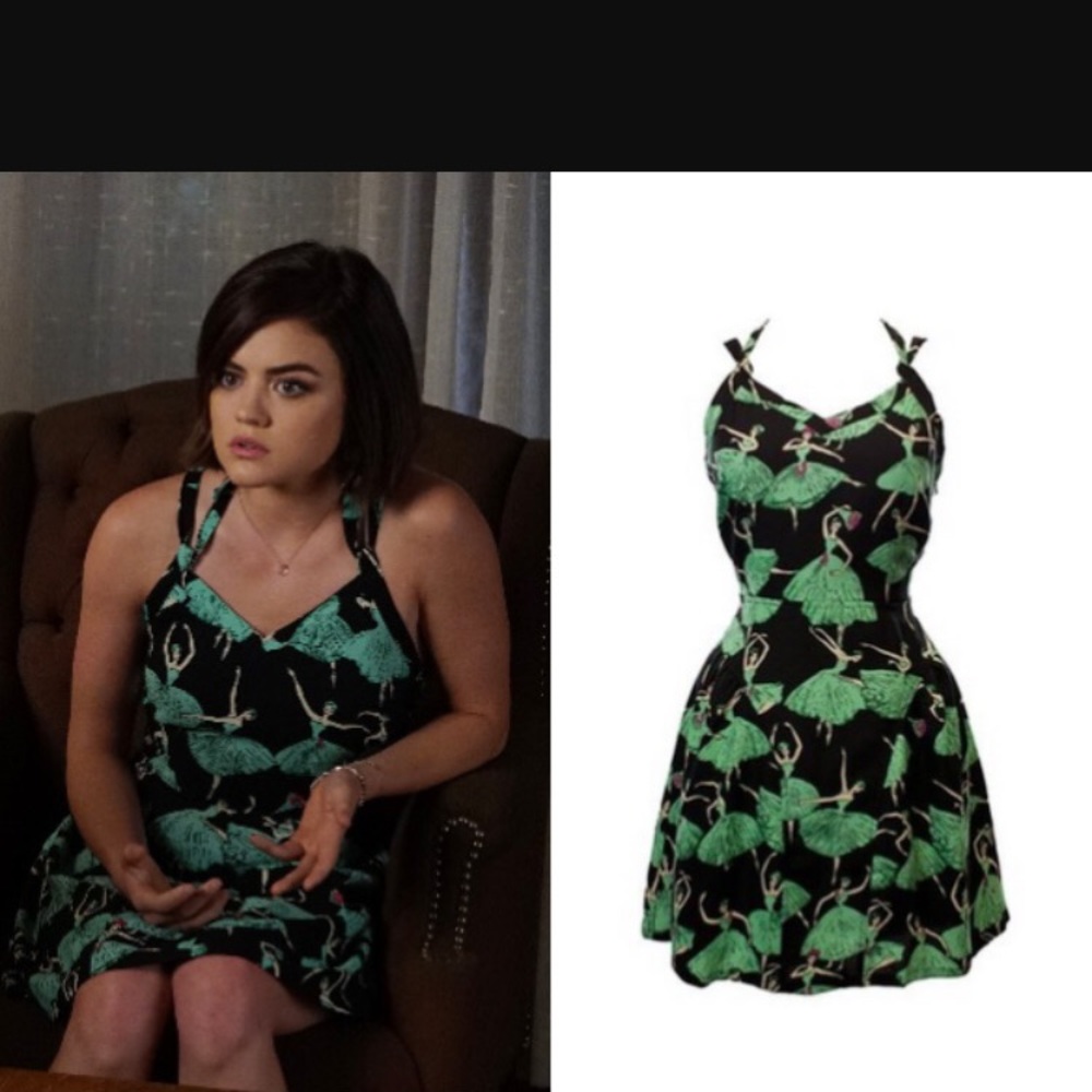 PLL Floral Black and Green Dress